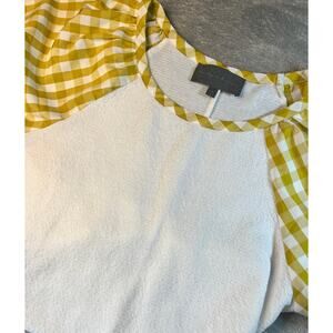 Sunday in Brooklyn Gingham Puff Sleeve Top‎ Cottagecore Chic Yellow White Blouse